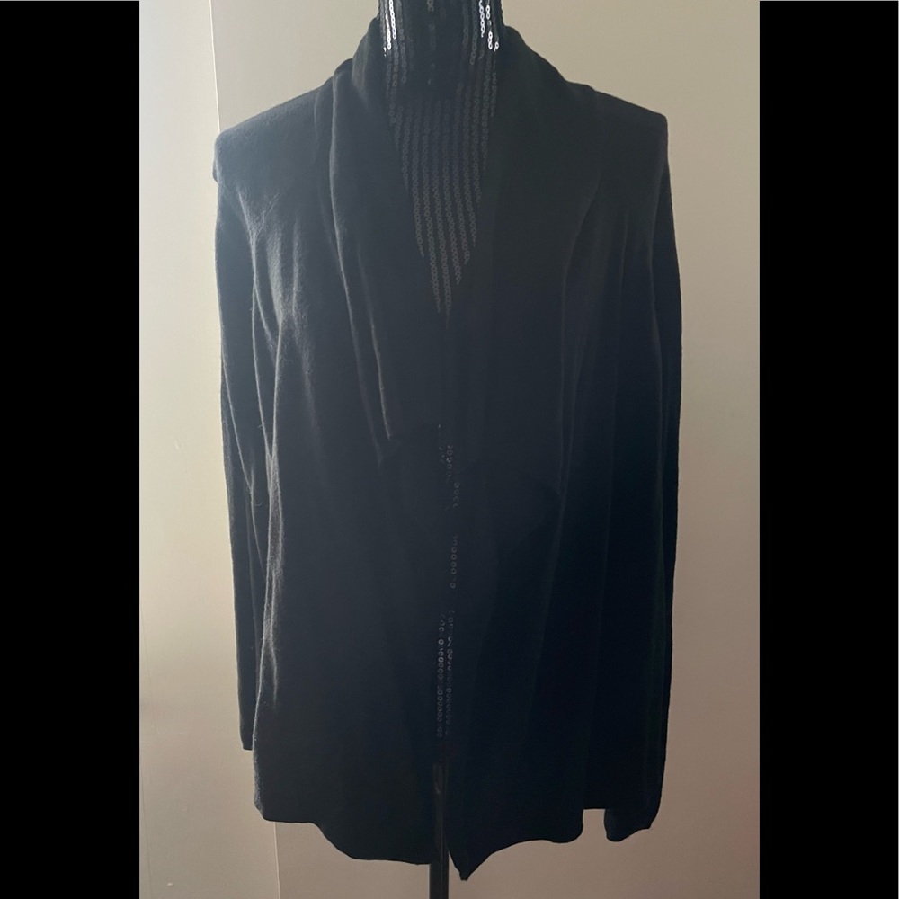 Nine & Co By Nine West Black Wool Blend Open Cardigan Sweater Size Medium